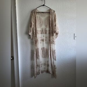 Rebellion Sheer Beige Kimono Top